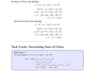 Mathematics Worksheet: Factorization of Cubic Expressions Grade Level: 9-10 Curriculum: Cambridge, I