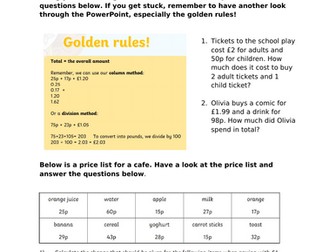 Differentiated adding money task