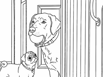 Animal Line Art Coloring Pages: Labrador, Pug, and Horse – Printable Classroom Resource