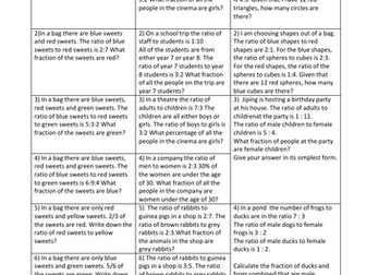 Ratio Fraction Word Problems - Differentiated