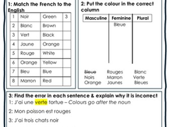 KS3 French - Les couleurs