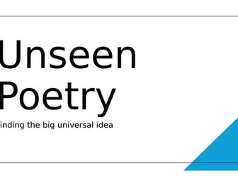 Unseen Poetry - exploring the big idea