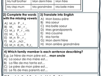 KS3 French - Ma famille