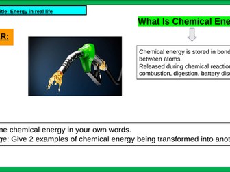 Chemical Energy full unit - this is for a low ability class struggling to engage