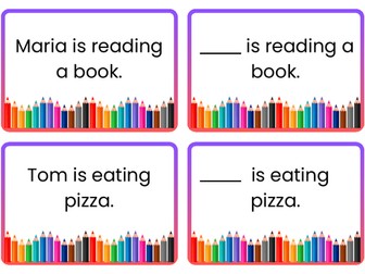 Missing pronoun sentence cards
