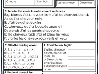 KS3 French - Physical descriptions