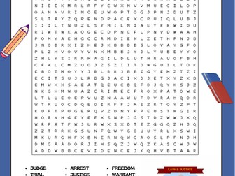 Justice and Law Word Search Activity Puzzle Worksheet