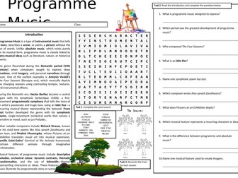 Programme Music Worksheet (Cover Lesson)