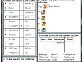 KS3 French - Ma personnalite