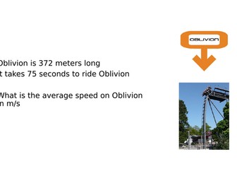 Speed distance time roller coaster questions real life values