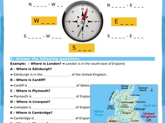 Compass Directions – Map of the United Kingdom (ESL Worksheet)