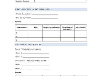 Research Plan Template for IGCSE Global Perspectives Individual Report