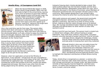 Amelia King - Black History Month - first black land girl in land army WW2