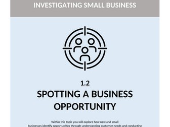 Edexcel GCSE Business - 1.2 Spotting A Business Opportunity (Knowledge & Skills Booklet)