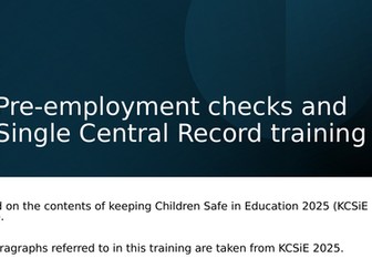 Pre-employment/Single Central Record Training