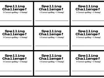 Spelling Challenge Slips with Reward Card