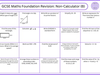GCSE Maths Foundation Revision Non-Calculator (B)
