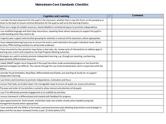 Mainstream Core Standards Checklist