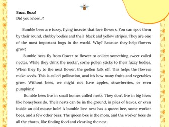 Bumble Bees Worksheet