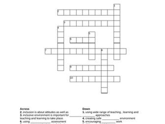 Inclusion in Teaching & Learning Crossword