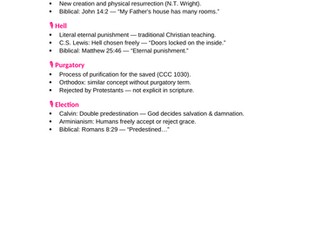 OCR A Level RS - DCT - Death and Afterlife Knowledge Organiser