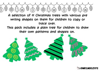 Pre writing shapes on Christmas trees