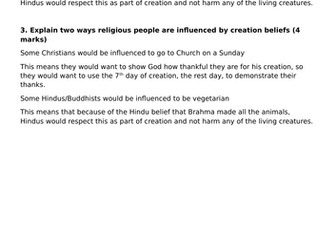 KS3 RS Model Answers