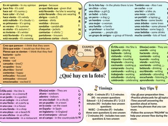 Qué hay en la foto - GCSE Spanish photocard mat