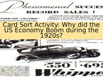 Card Sort - Why did the US Economy Boom during the 1920s?