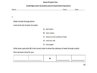 Year 9 Biology Topical Question-Plants and water and excretion in humans