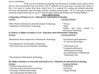Syllabus and Teaching Methods of Information Technology