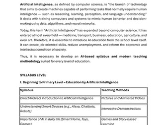 Syllabus and Teaching Methods of Artificial Intelligence (AI)