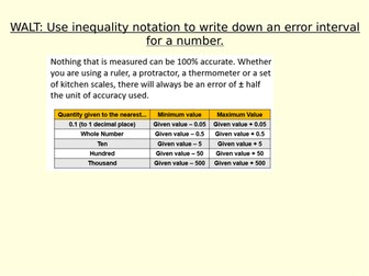 Error Intervals - upper and lower bounds