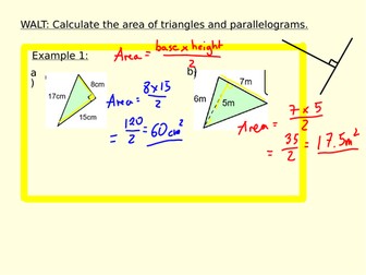 Area of triangles and parallelograms