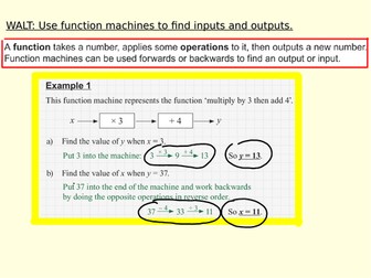 Function machines to find inputs and outputs