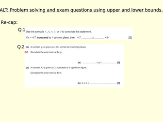 Upper and Lower bounds with problem solving and exam questions.