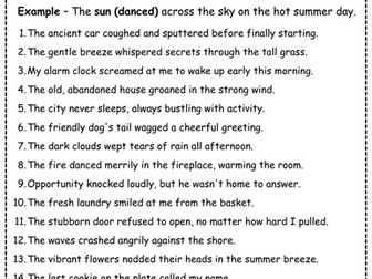 Figurative Language - Personification Worksheet