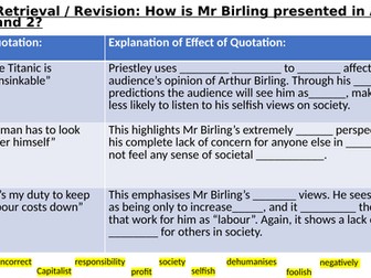 'An Inspector Calls' - Revision of Mr Birling