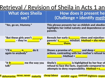 'An Inspector Calls' - Revision of Sheila