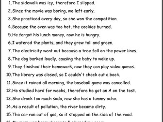 Cause and Effect Worksheets (4-Pack)