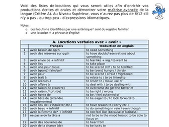 Véritables expressions idiomatiques pour le IB DP French B