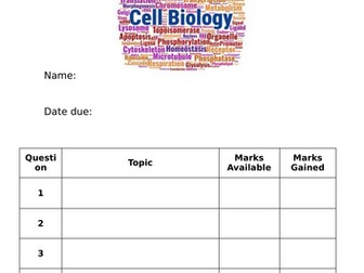 AAQ BTEC Applied Science Unit A Biology | Unit A | Homework booklet | End of Topic Test