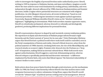 Model essay - A Level 1984 compared with The Handmaid's Tale