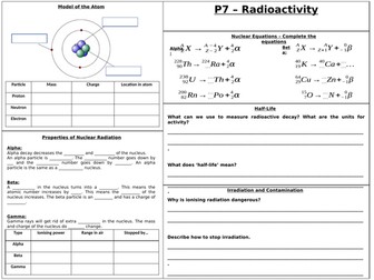 P7 - Radioactivity Knowledge Organiser