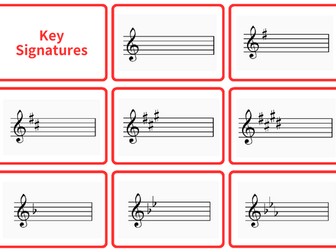 Cambridge AS Music 9483 - Key Signatures Flashcards (up to 6 sharps/flats)