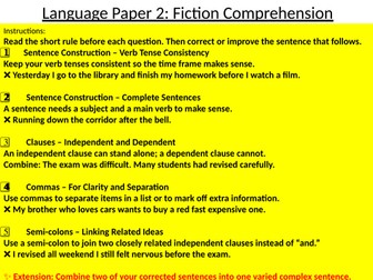 Grammar Recall Starters for KS3 and KS4
