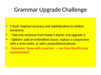 Grammar Plenary Activities for KS3 and KS4