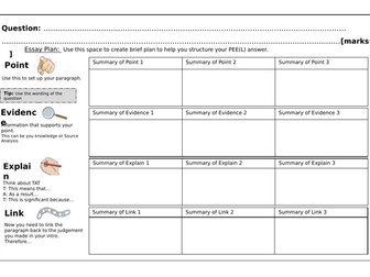 PEEL Paragraph Worksheet (Y9+) – Perfect for Essay Writing & Assessment Prep