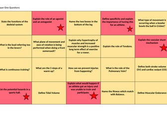 GCSE PE OCR Snakes and Ladders