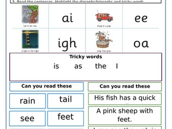 Little Wandle Phonics Homework sheets Reception Spring 1 Week 1-5